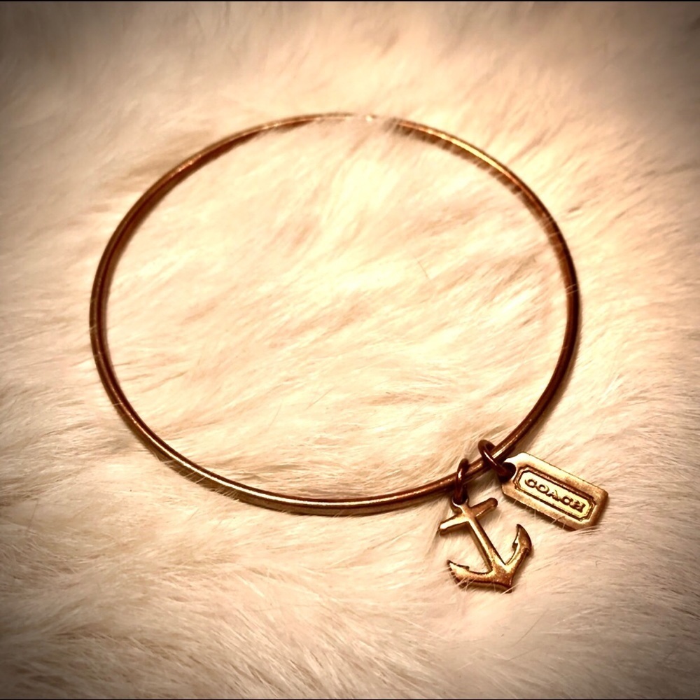 Coach Authentic Brass Bangle Bracelet with Coach Hang tag and Nautical Anchor